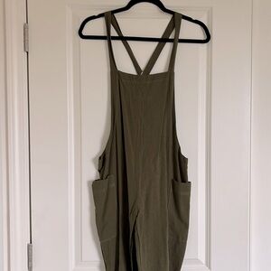 Zaful Olive Green Linen Overalls